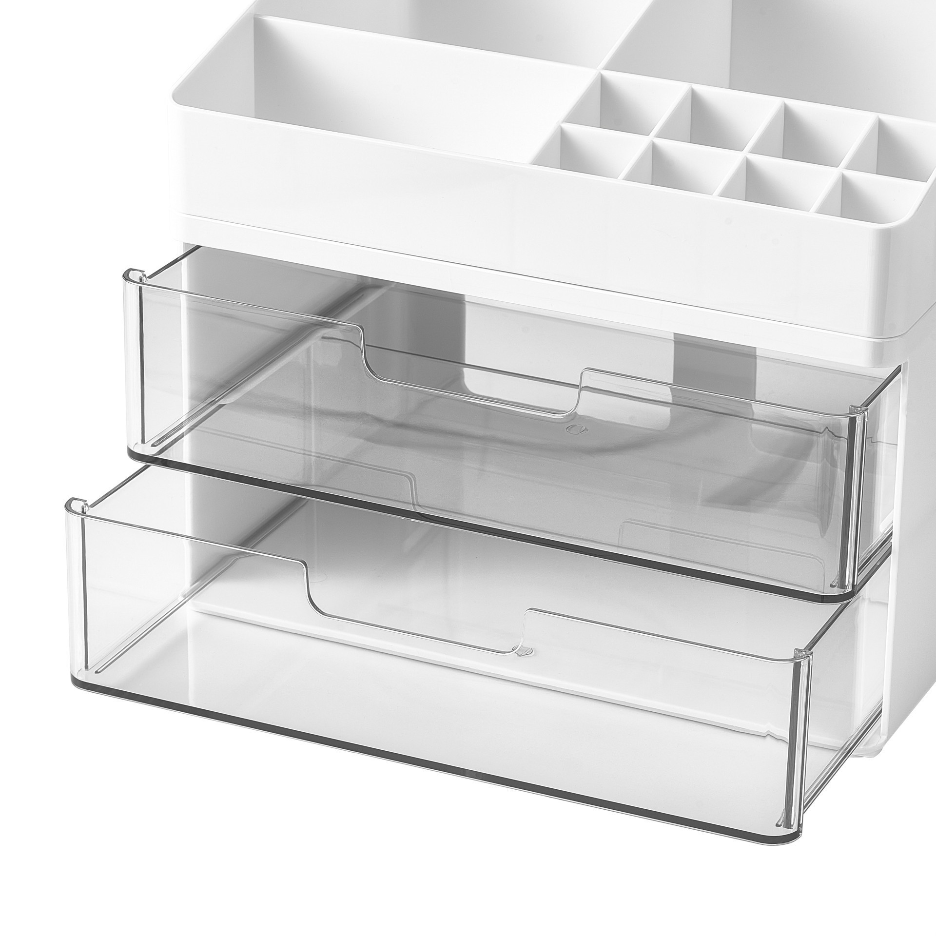 slide 4 of 5, White Storage Organizer With Clear Drawers By Simply Tidy, 10 in x 7 in x 8 in