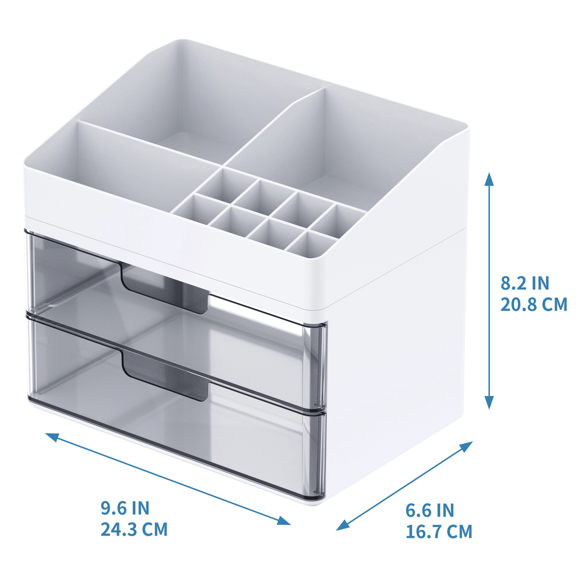 slide 5 of 5, White Storage Organizer With Clear Drawers By Simply Tidy, 10 in x 7 in x 8 in