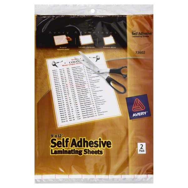 slide 1 of 4, Avery Laminating Sheets, Self Adhesive, 9 in x 12 in