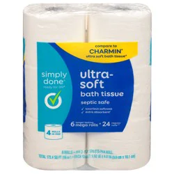 Simply Done Bath Tissue, Ultra-Soft, Mega Rolls, 2-Ply 6 Ea