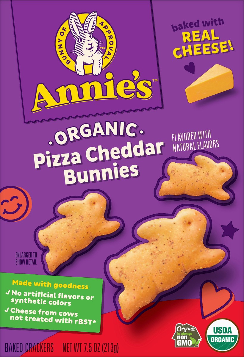 slide 2 of 14, Annie's Organic Pizza and Cheddar Baked Bunny Crackers, 7.5oz, 7.5 oz