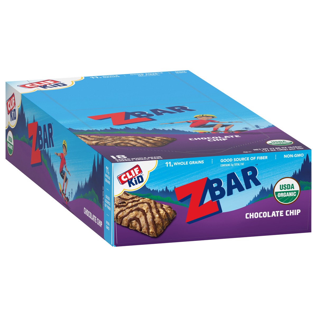 slide 2 of 12, CLIF Kid Zbar - Chocolate Chip - Soft Baked Whole Grain Snack Bars - USDA Organic - Non-GMO - Plant-Based - 1.27 oz. (18 Count), 22.86 oz