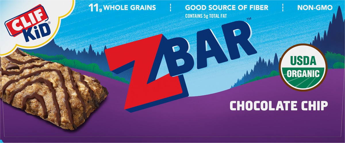 slide 7 of 12, CLIF Kid Zbar - Chocolate Chip - Soft Baked Whole Grain Snack Bars - USDA Organic - Non-GMO - Plant-Based - 1.27 oz. (18 Count), 22.86 oz