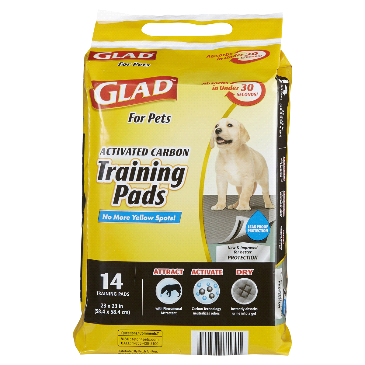 slide 1 of 1, Glad Activated Carbon Pet Training Pads, 14 ct