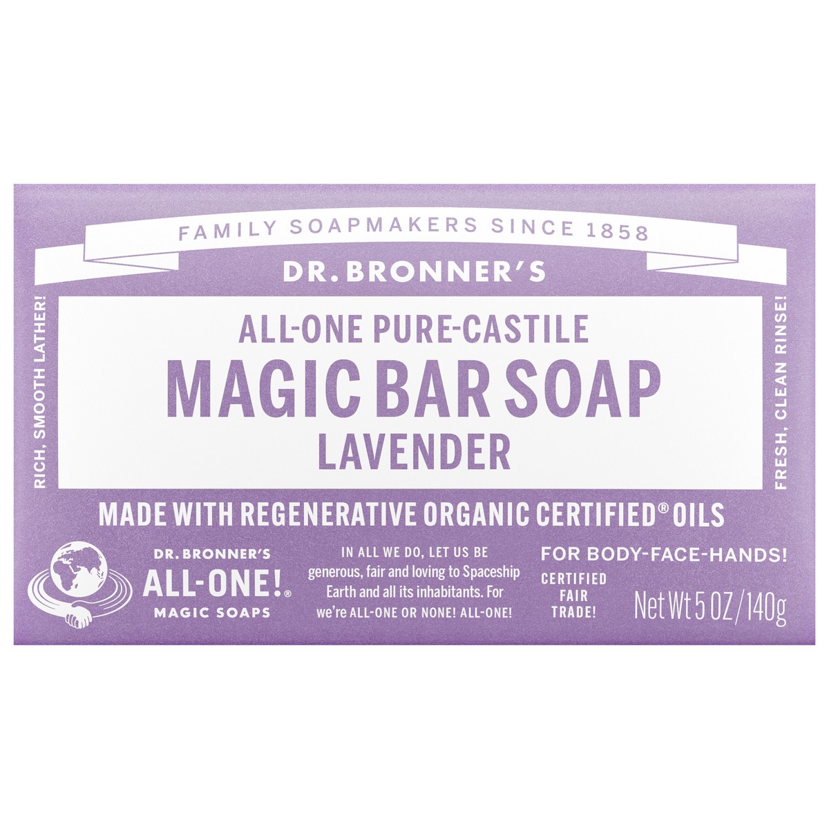 slide 1 of 12, Dr. Bronner's Pure-Castile Magic Bar Soap - Lavender, 5 oz