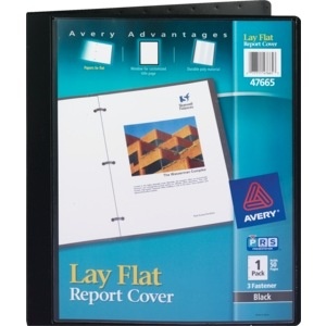 slide 1 of 1, Avery Lay Flat 3 Fastener Report Cover, Black, 1 ct