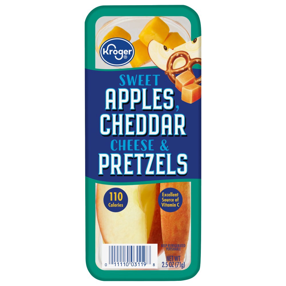 slide 2 of 2, Kroger Sweet Apples Pretzels & Cheddar Cheese Snack Tray, 3 oz