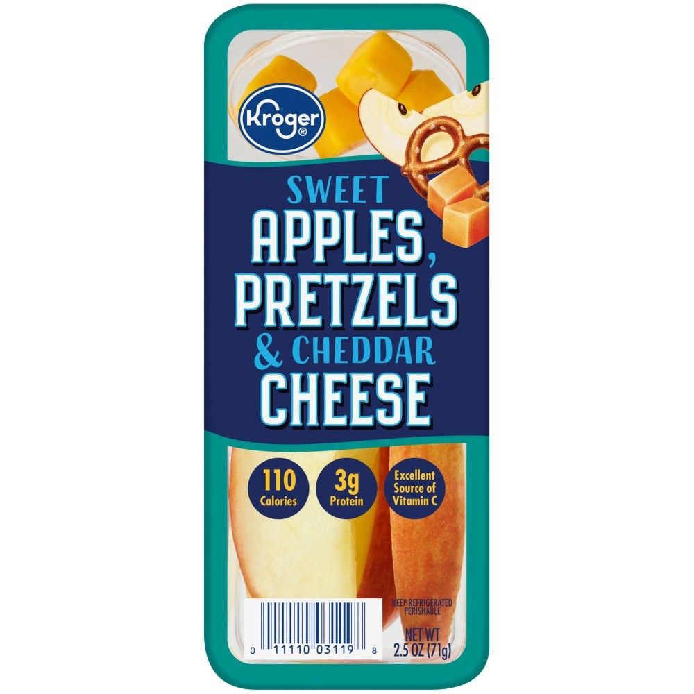 slide 1 of 2, Kroger Sweet Apples Pretzels & Cheddar Cheese Snack Tray, 3 oz