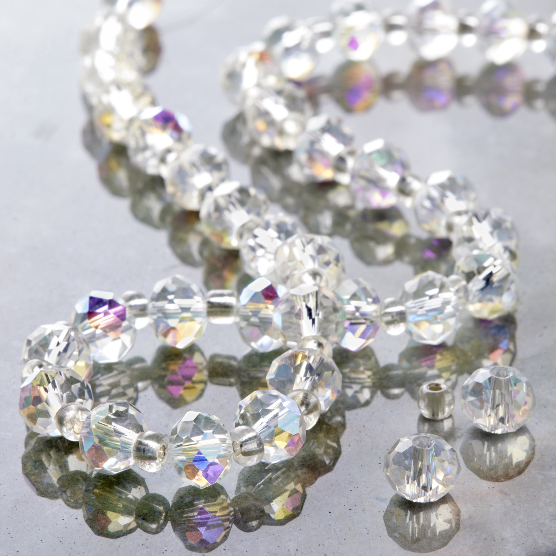 slide 3 of 3, Crystal Ab Faceted Glass Rondelle Beads, 8mm By Bead Landing, 8mm