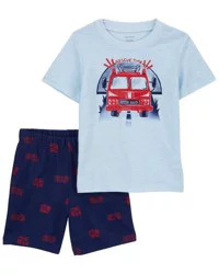 Carter's Carters Toddler 2-Piece Firetruck Tee & Short Set Blue 3T