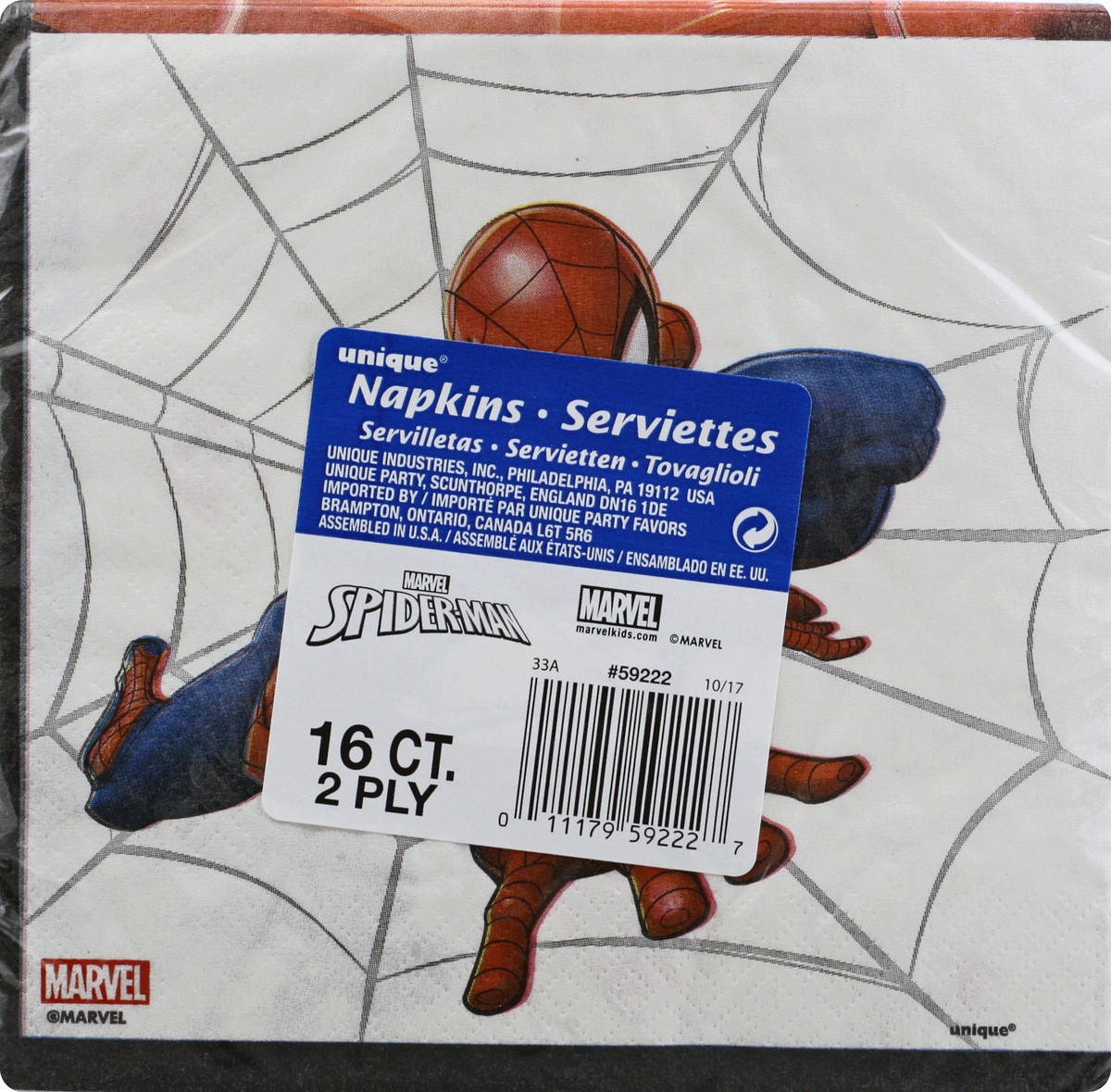 slide 8 of 8, Unique 2 Ply Marvel Spider-Man Napkins 16 ea, 16 ct