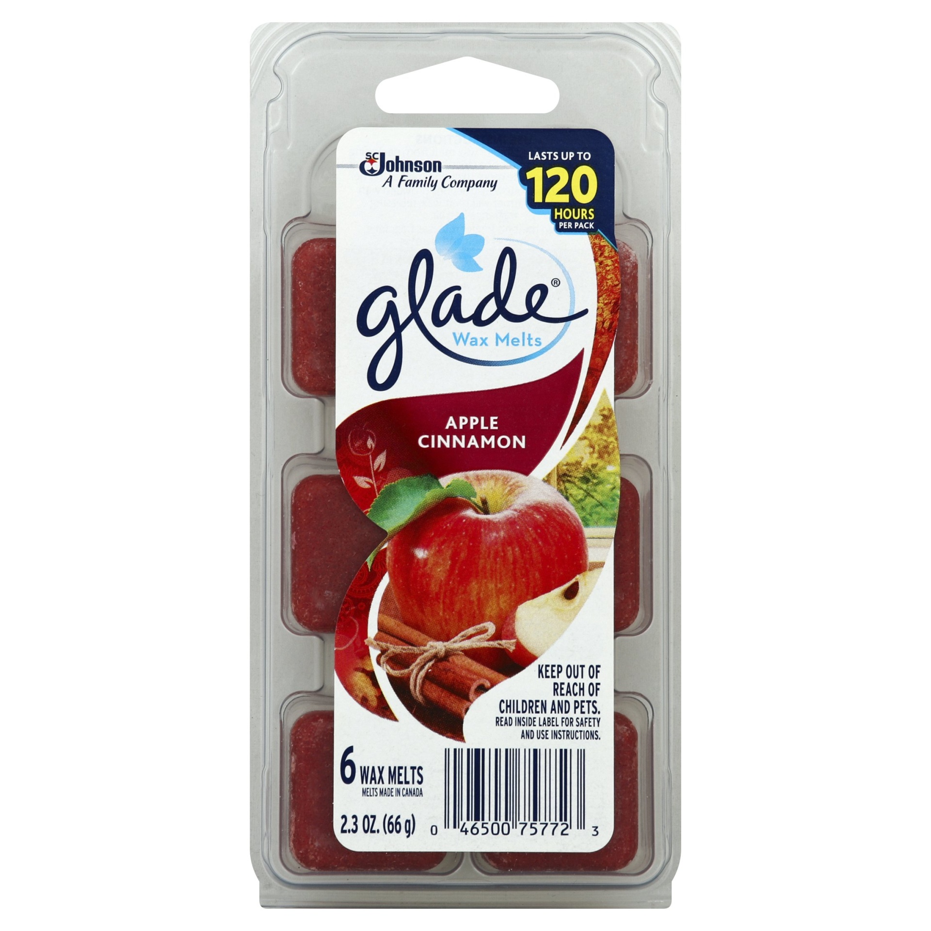 slide 1 of 1, Glade Wax Melts Air Freshener Refill Apple Cinnamon, 6 ct; 2.3 oz