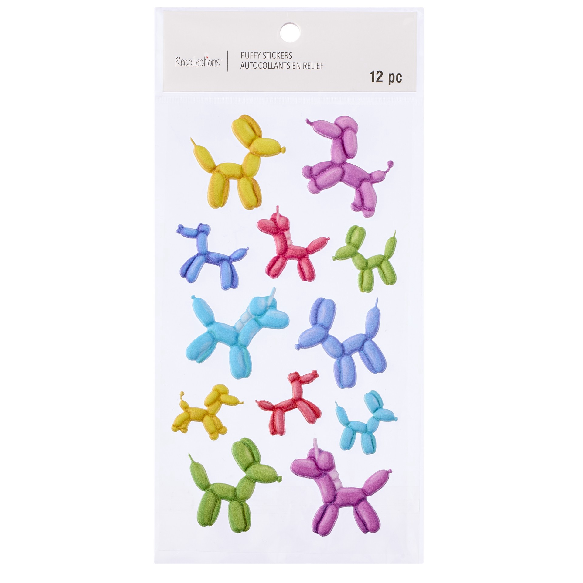 slide 2 of 2, Balloon Animal Puffy Stickers By Recollections, 4.15 in x 8.5 in