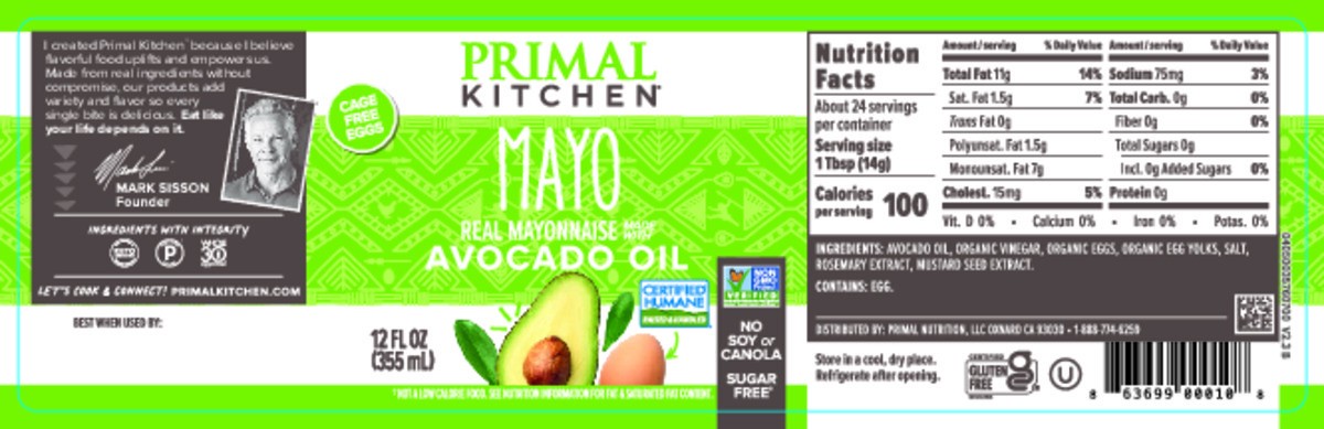 slide 2 of 10, Primal Kitchen Mayo with Avocado Oil - 12 fl oz, 12 fl oz