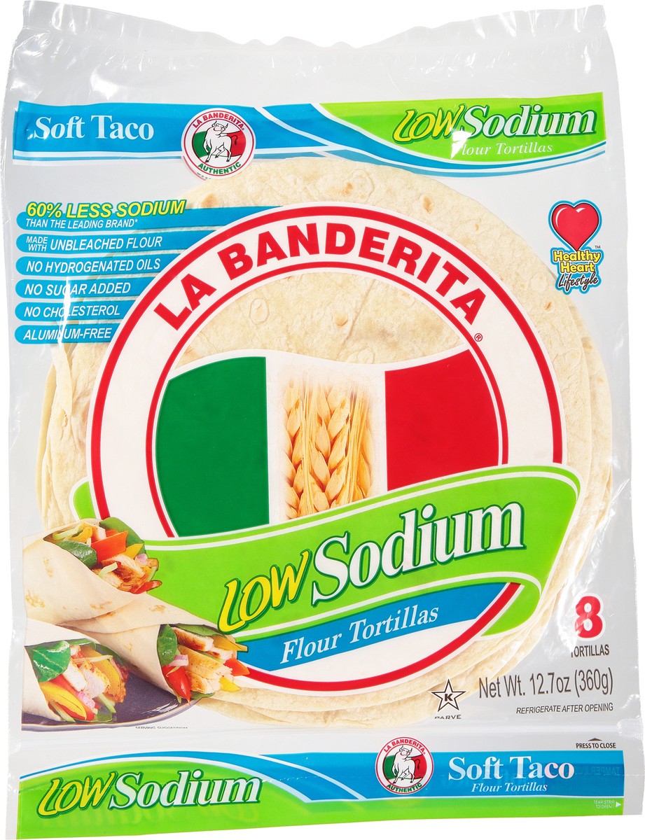 slide 6 of 9, La Banderita Low Sodium Tortillas White Flour, 8 ct; 12.7 oz