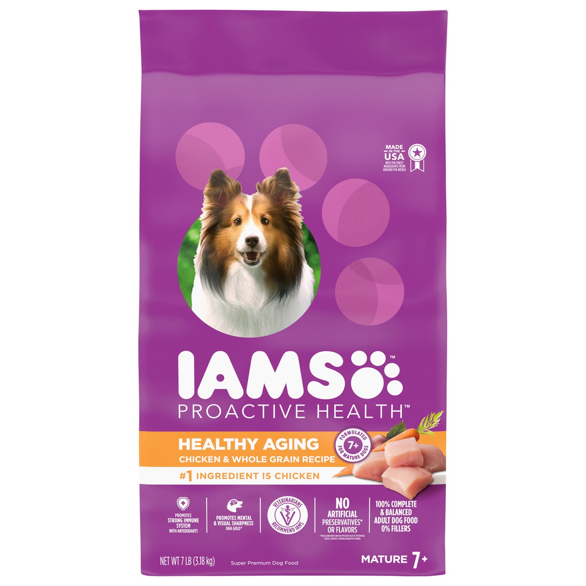 slide 1 of 9, IAMS Healthy Aging Adult for Senior Dogs with Real Chicken Dry Dog Food - 7lbs, 7 lb