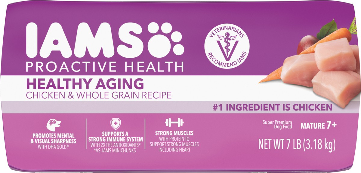 slide 3 of 9, IAMS Healthy Aging Adult for Senior Dogs with Real Chicken Dry Dog Food - 7lbs, 7 lb