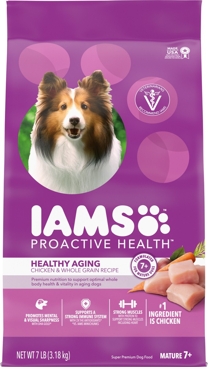 slide 7 of 9, IAMS Healthy Aging Adult for Senior Dogs with Real Chicken Dry Dog Food - 7lbs, 7 lb