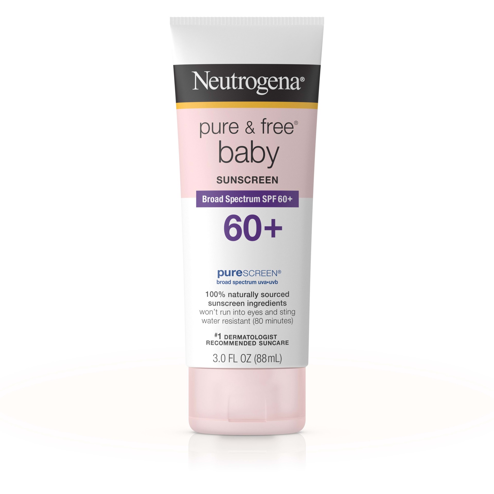 slide 3 of 5, NEUTROGENA PURE & FREE Baby Sunscreen Lotion Broad Spectrum SPF 60+, 3 Fl. Oz, 3 fl oz