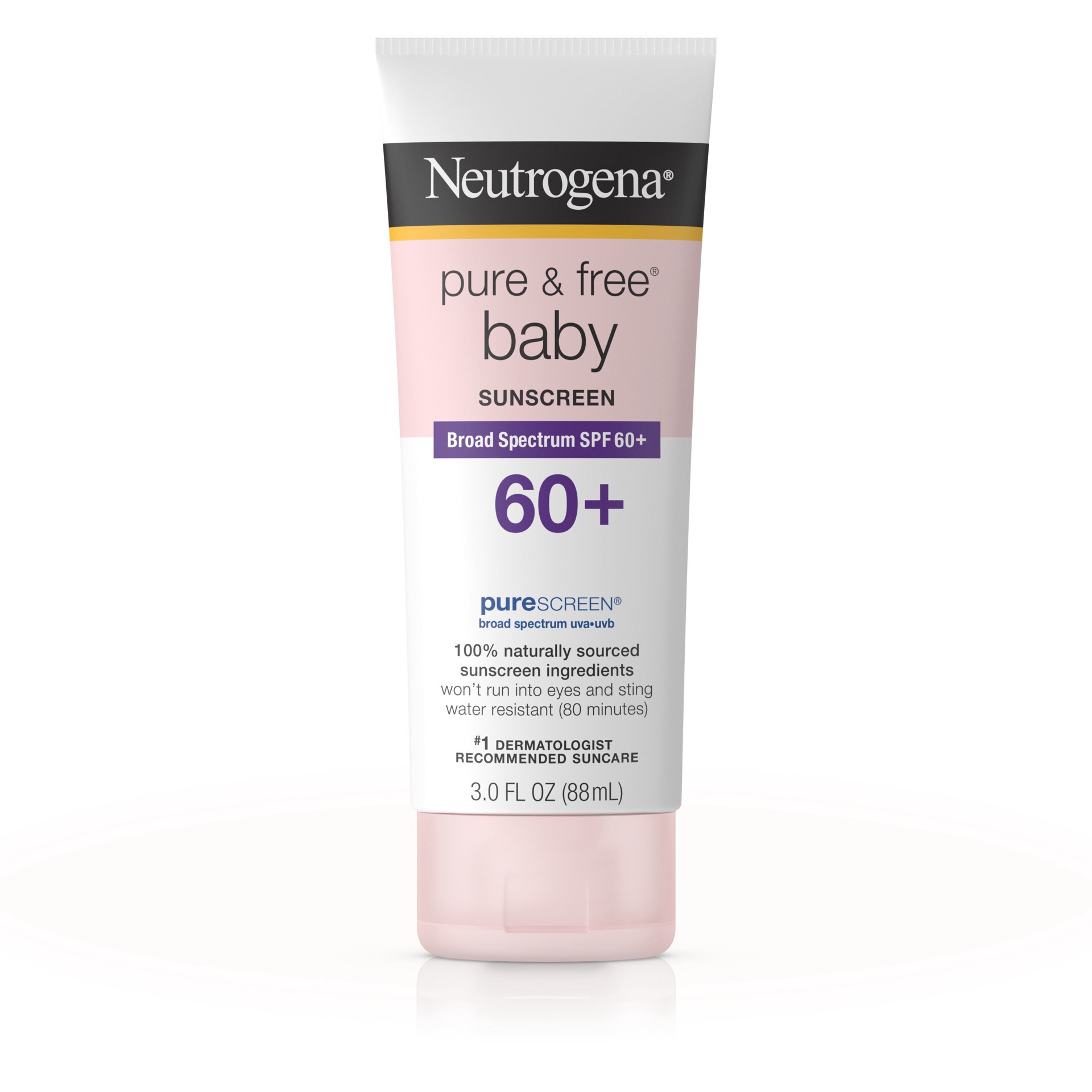 slide 1 of 5, NEUTROGENA PURE & FREE Baby Sunscreen Lotion Broad Spectrum SPF 60+, 3 Fl. Oz, 3 fl oz