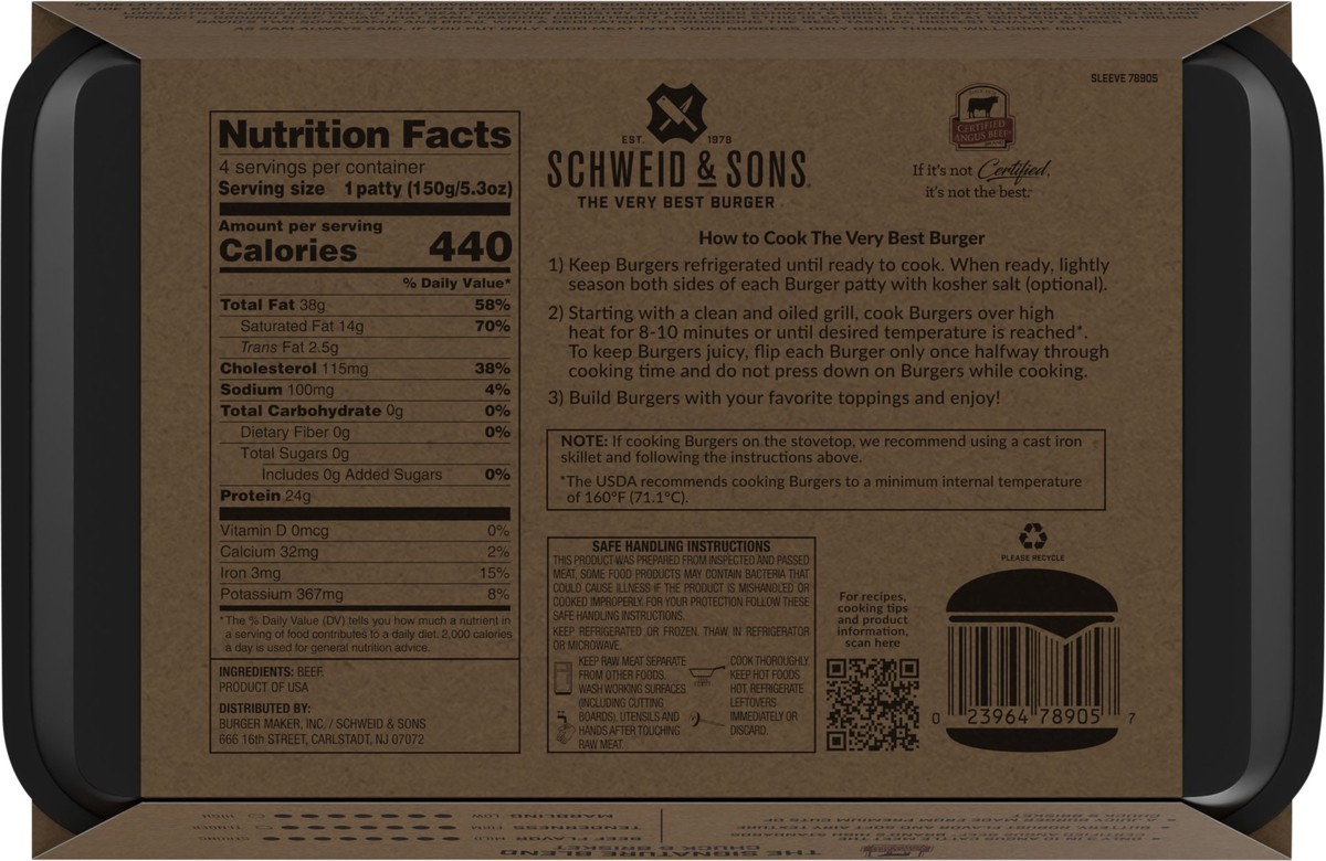 slide 5 of 13, Schweid & Sons Retail Fresh The CAB Signature Blend Patty 5.3 oz 3/4 75/25, 4 ct