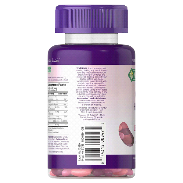 slide 5 of 13, Nature's Bounty Optimal Solutions Hair Skin and Nails Jelly Bean, 80 ct