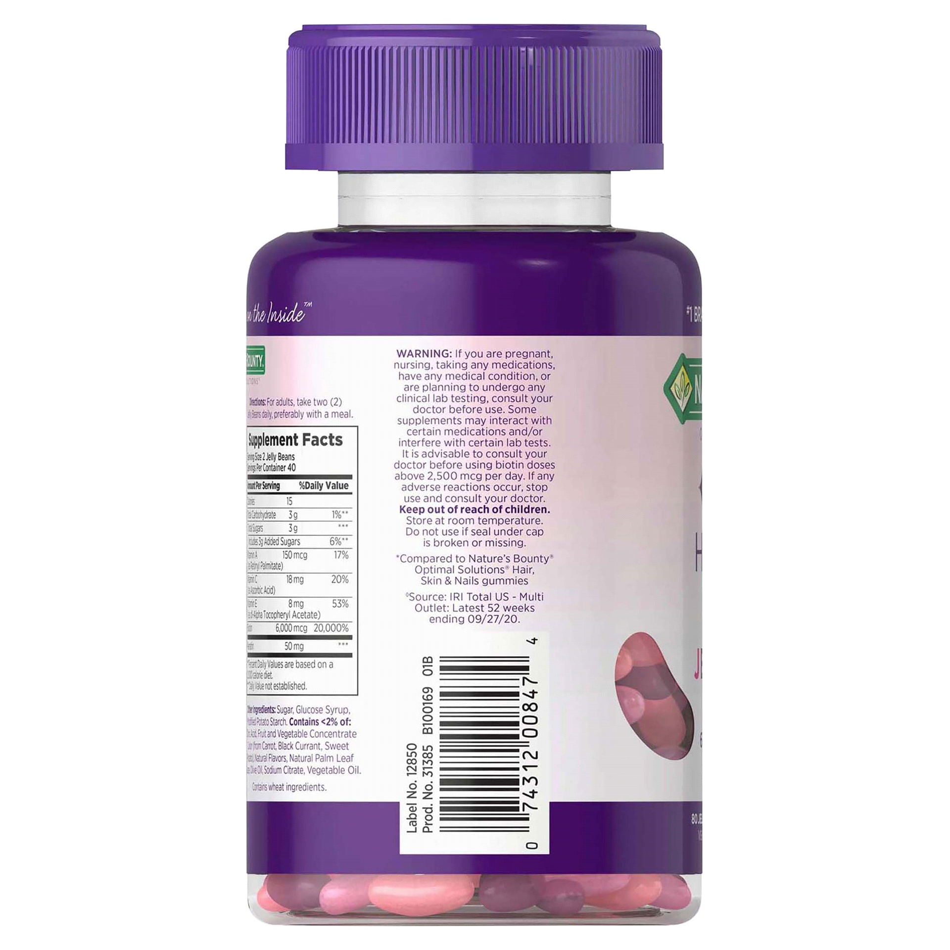 slide 10 of 13, Nature's Bounty Optimal Solutions Hair Skin and Nails Jelly Bean, 80 ct