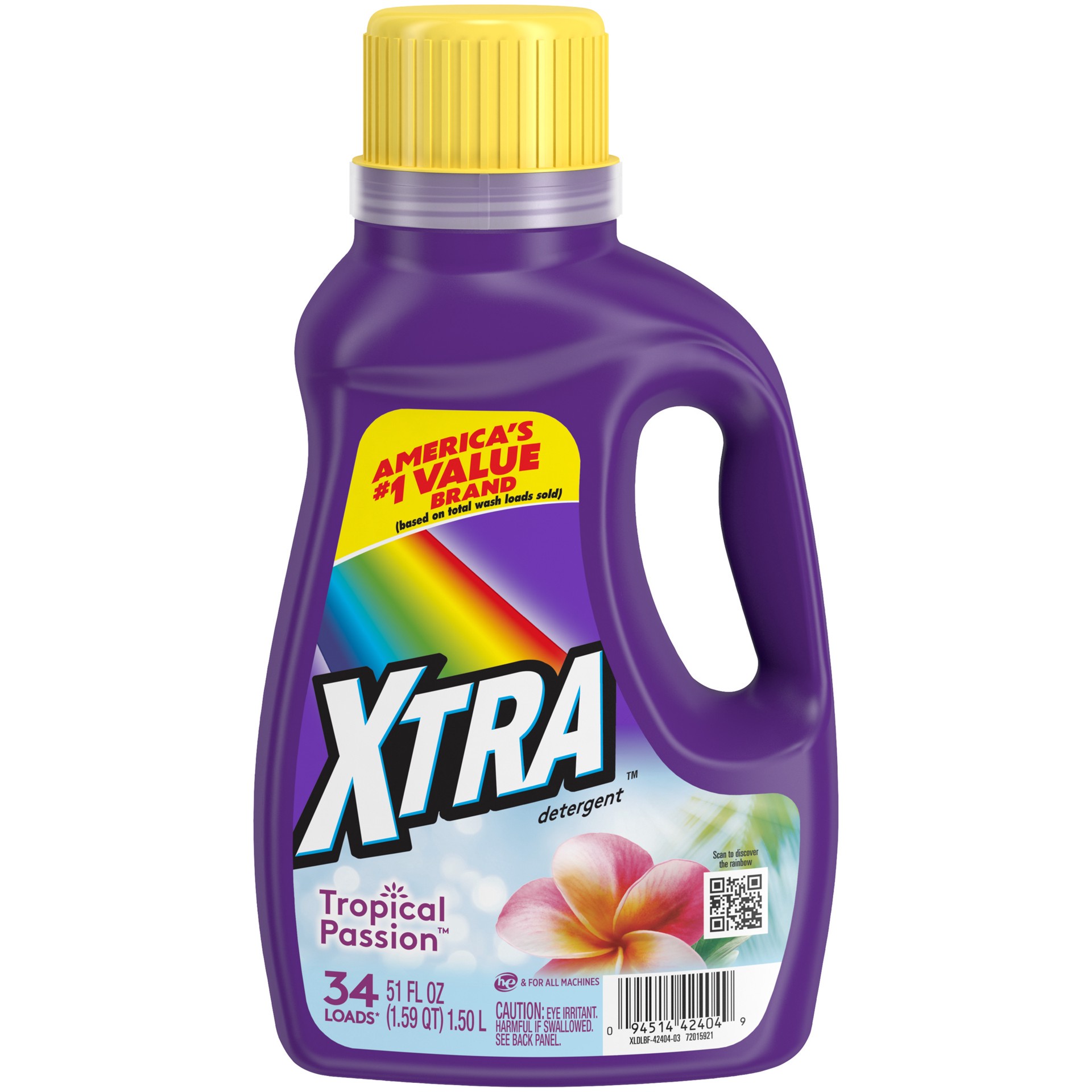 slide 1 of 5, Xtra Liquid Laundry Detergent, Tropical Passion, 51oz, 51 fl oz