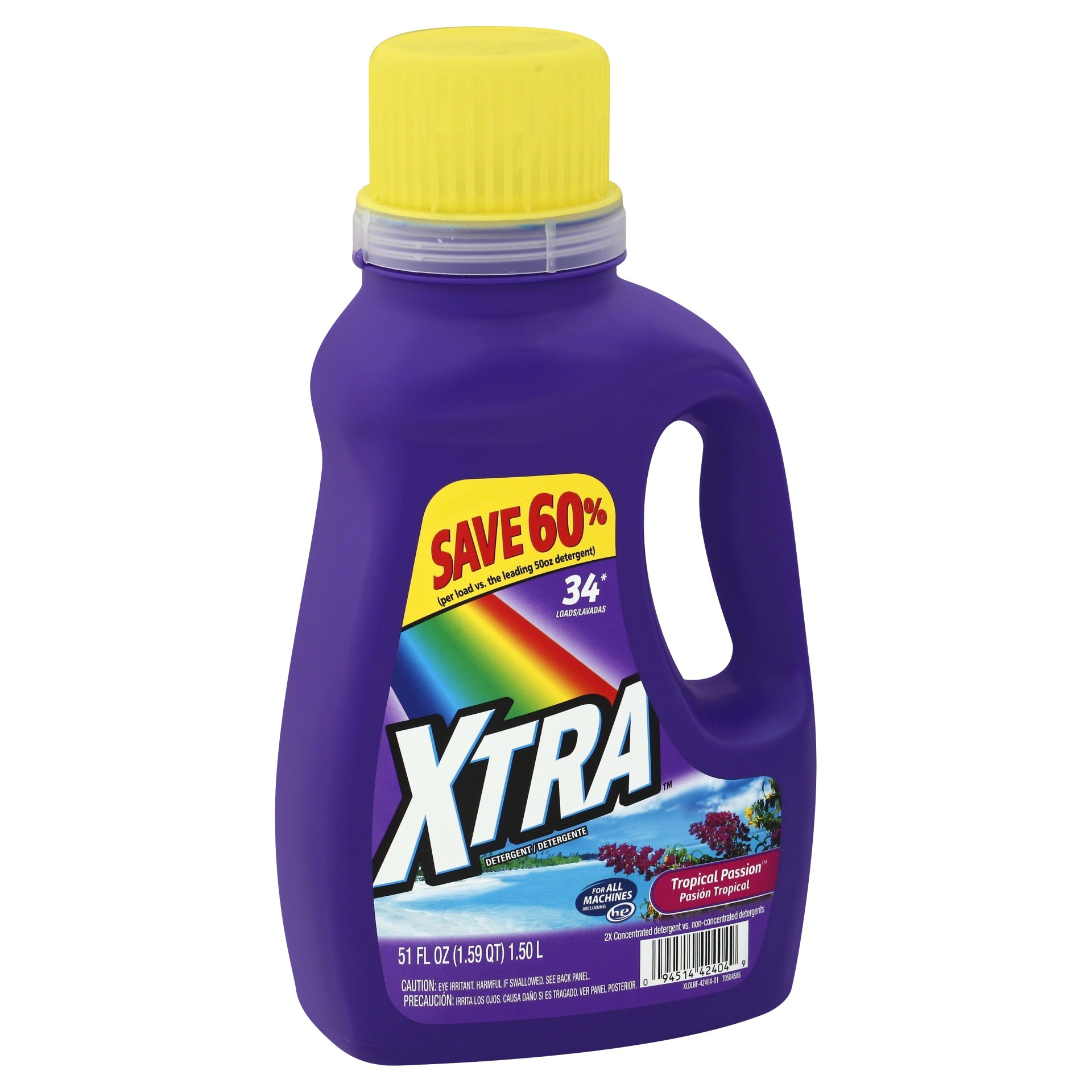 slide 1 of 3, Xtra 2X Liquid Laundry Detergent, Tropical Passion, 51 fl oz