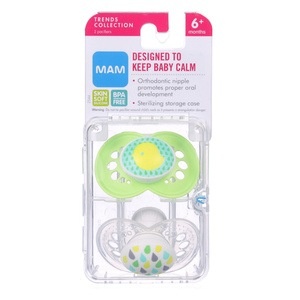 slide 1 of 1, MAM Trends Collection Orthodontic Pacifier, 6+ Months, 2 ct