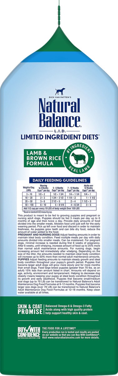 slide 7 of 7, Natural Balance Limited Ingredient Diets Food for All Breeds Lamb & Brown Rice Formula Dogs Food 4 lb, 4 lb