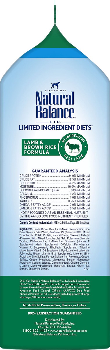 slide 2 of 7, Natural Balance Limited Ingredient Diets Food for All Breeds Lamb & Brown Rice Formula Dogs Food 4 lb, 4 lb