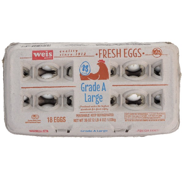 slide 1 of 1, Weis Quality Grade A Large 18 Count Eggs, 18 ct