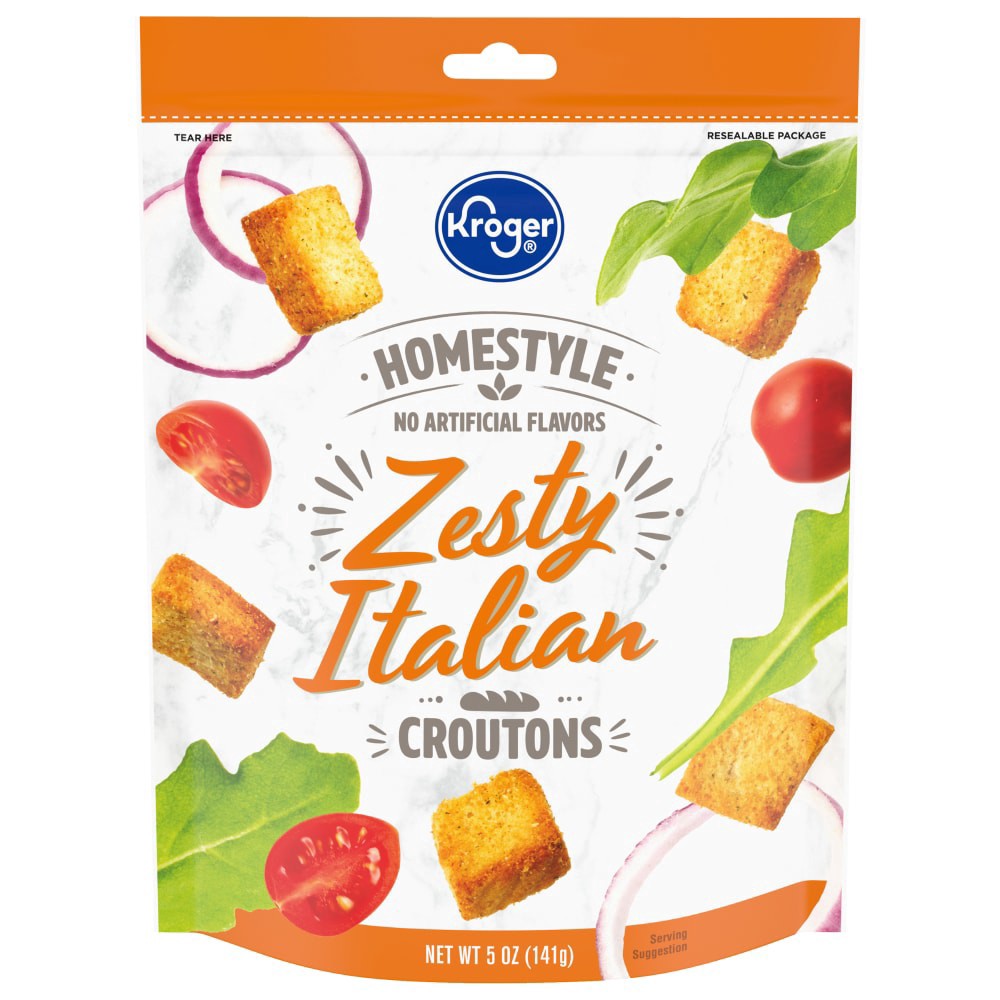 slide 2 of 3, Kroger Homestyle Zesty Italian Croutons, 5 oz