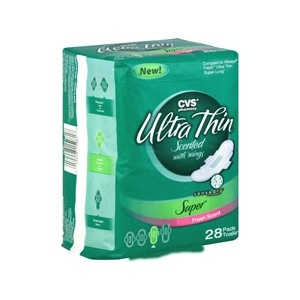 slide 1 of 1, CVS Pharmacy Super Ultra Thin Pads with Wings - Fresh Scent, 28 ct