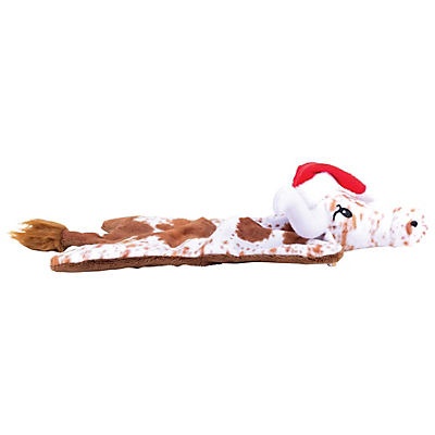 slide 1 of 1, Woof and Whiskers FlatLonghorn with Santa Hat Dog Toy, 1 ct