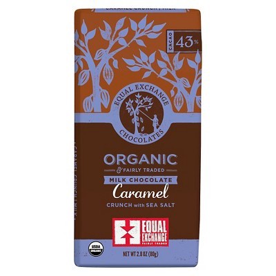 slide 1 of 1, Equal Exchange Organic Caramel Crunch with Sea Salt Milk Chocolate , 2.8 oz