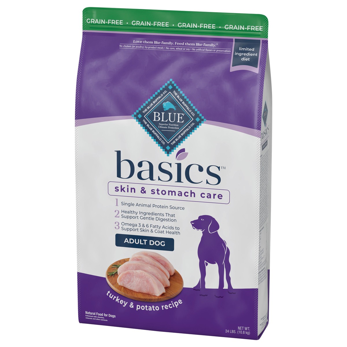 slide 3 of 9, Blue Buffalo Basics Gluten Free Turkey Dog, 24 lb