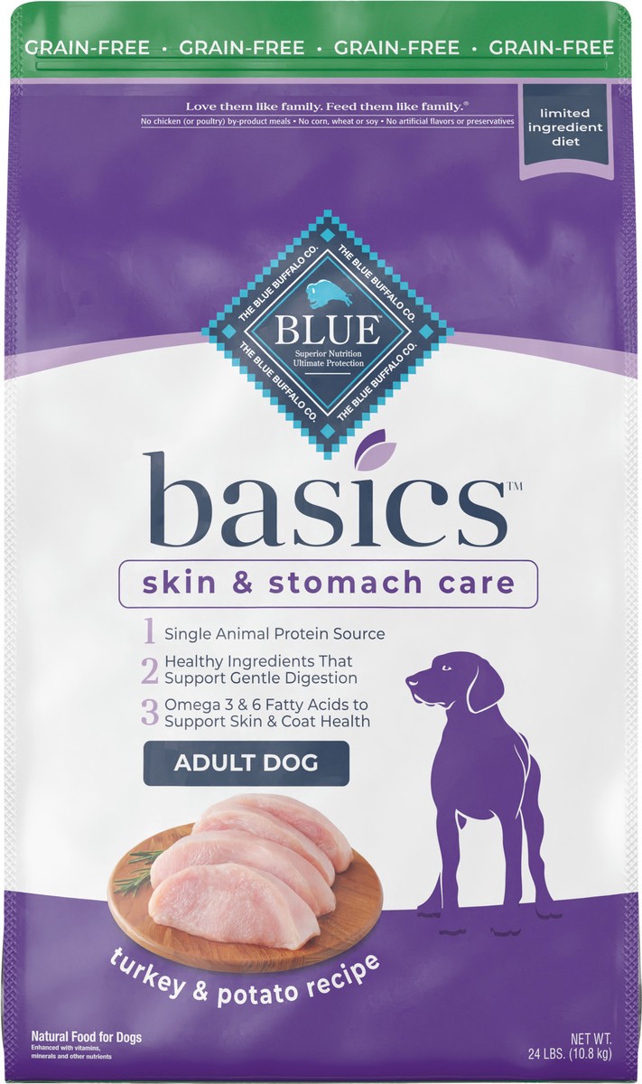 slide 3 of 9, Blue Buffalo Basics Gluten Free Turkey Dog, 24 lb