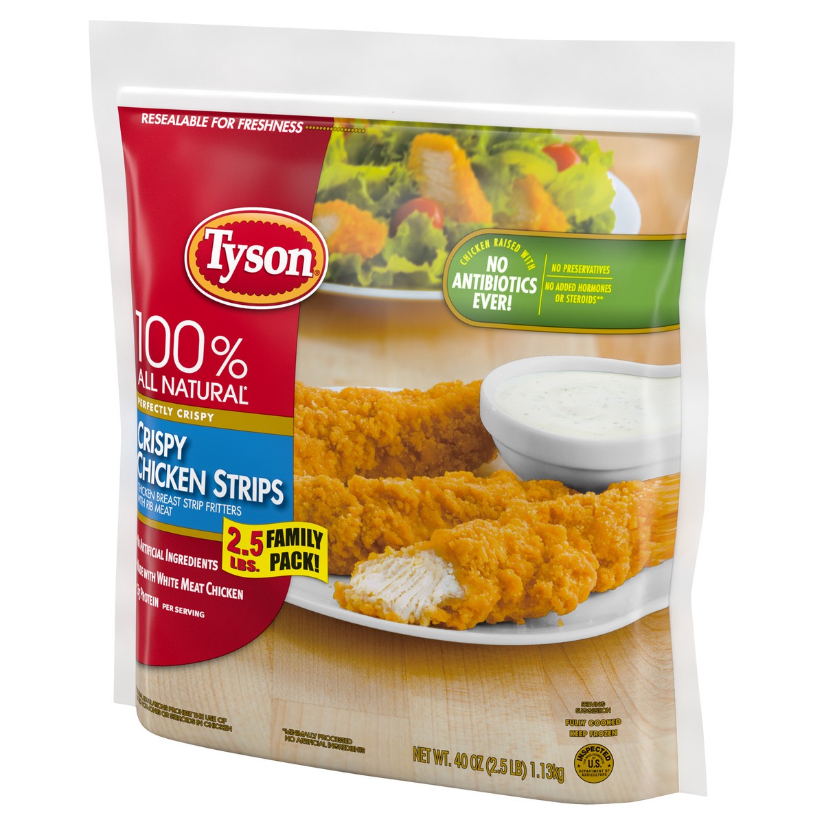 slide 10 of 10, Tyson Fully Cooked Crispy Frozen Chicken Strips, Family Pack, 40 oz