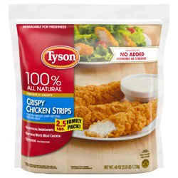 Tyson Frozen Crispy Chicken Breast Strips Family Pack, 2.5 lb
