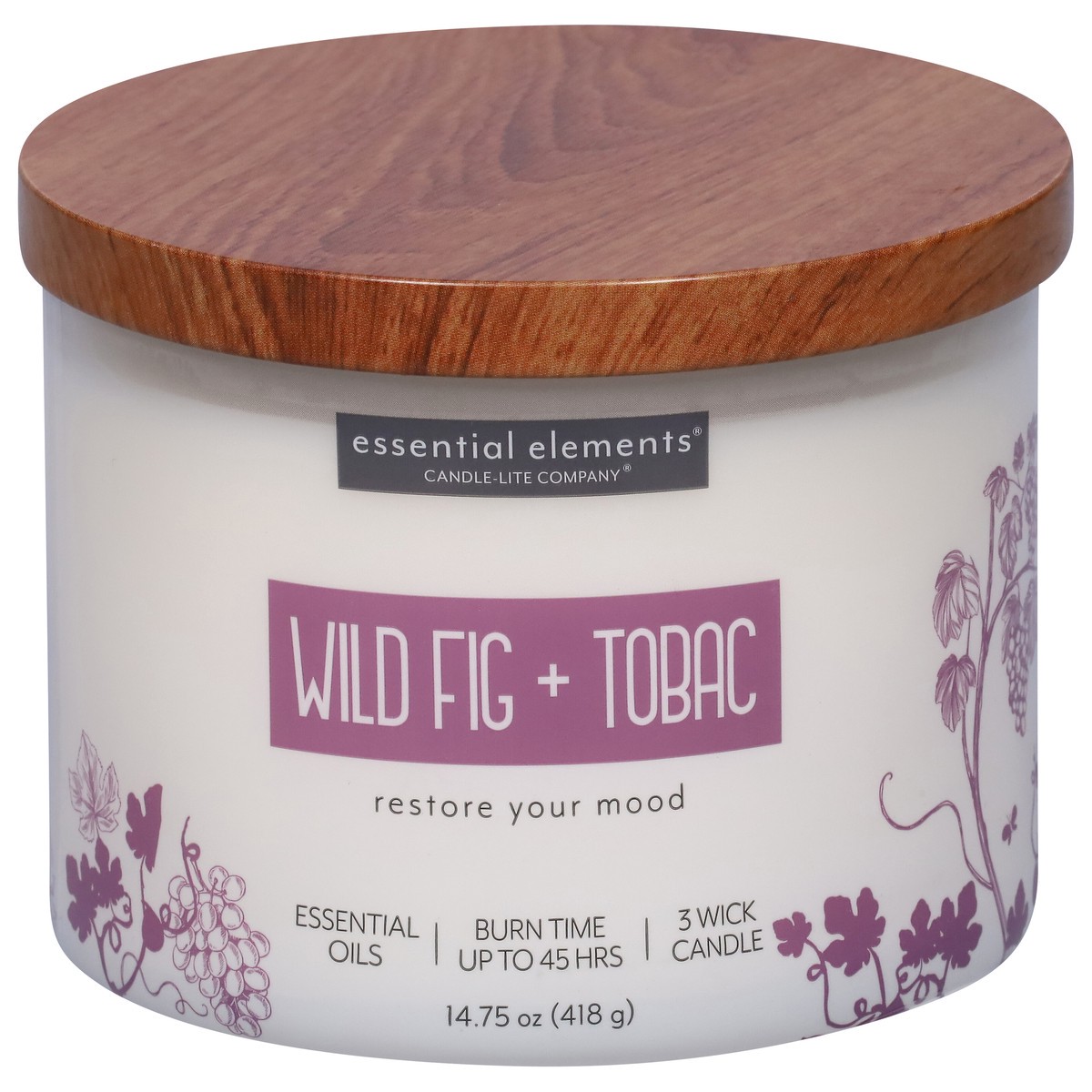 slide 1 of 10, Essential Elements Wild Fig + Tobac Candle 1 ea, 14.75 oz