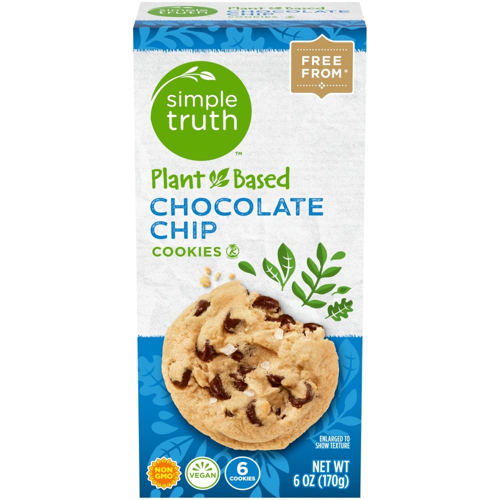 slide 1 of 1, Simple Truth Plant-Based Chocolate Chip Cookies, 6 ct; 6 oz