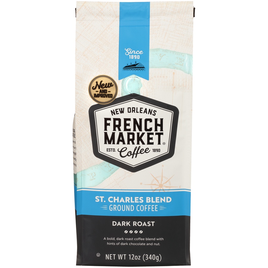 slide 1 of 7, French Market Coffee Dark Roast Bag, 12 oz