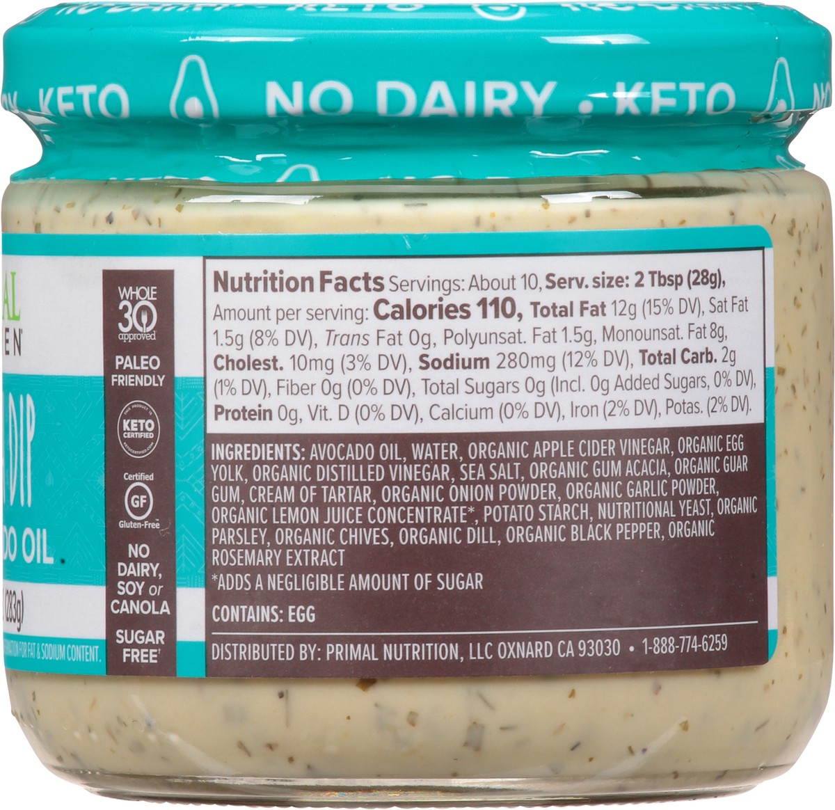 slide 8 of 13, Primal Kitchen Dip, Ranch, Extra Thick, 1 ct