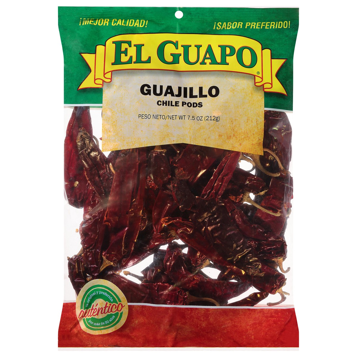 slide 1 of 5, El Guapo Whole Guajillo Chili Pods (Chile Guajillo Entero), 7.5 oz, 7.5 oz