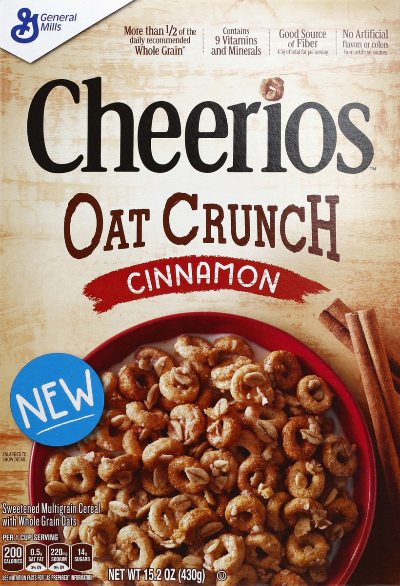 slide 5 of 6, Cheerios Cinnamon Oat Crunch Breakfast Cereal - General Mills, 15.2 oz