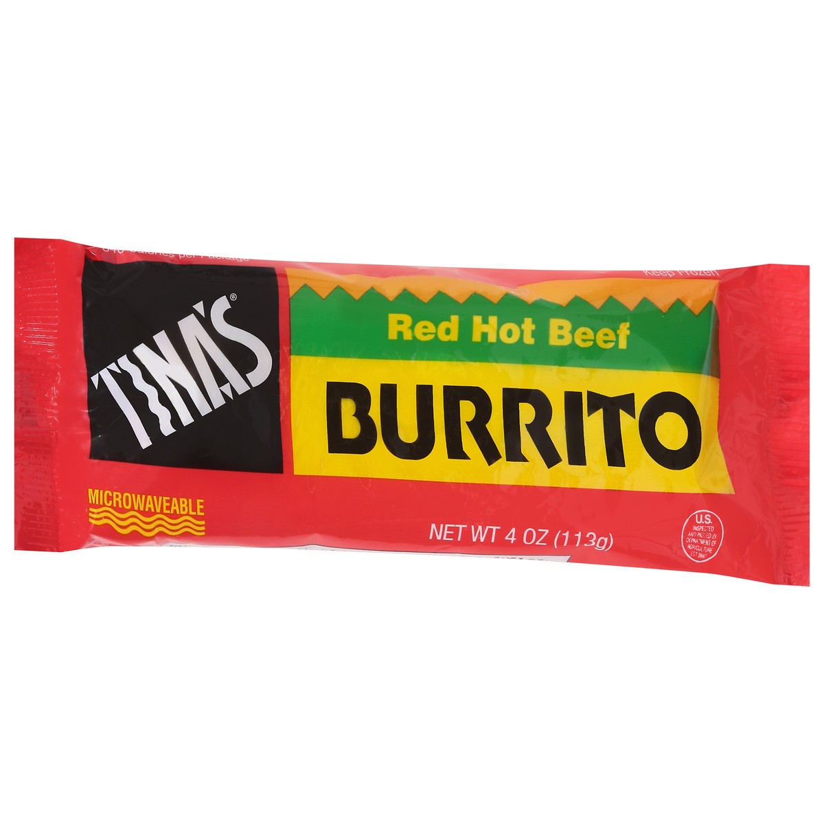 slide 3 of 9, Tina's Red Hot Beef Burrito 4 oz, 