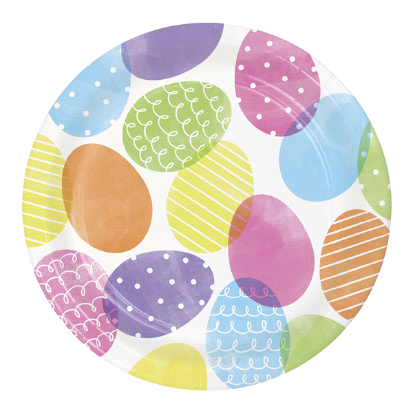 slide 1 of 1, Creative Converting Dyed Easter Eggs Dinner Plate, 9 in