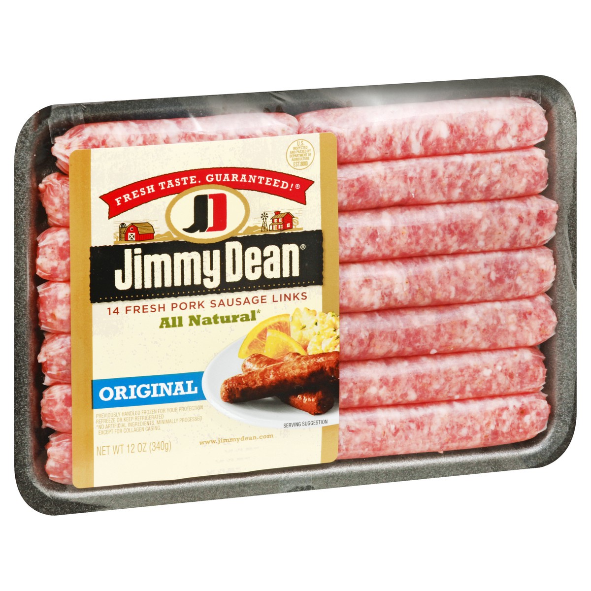slide 2 of 10, Jimmy Dean Premium All Natural* Original Pork Breakfast Sausage Links, 12 oz (Frozen), 340.19 g